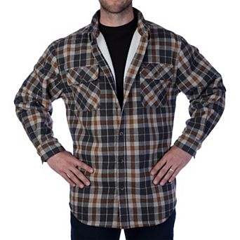 Men's Smith's Workwear Plaid Sherpa-Lined Cotton Flannel Shirt Jacket
