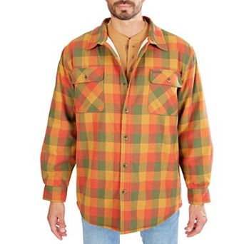 Men's Smith's Workwear Plaid Sherpa-Lined Cotton Flannel Shirt Jacket