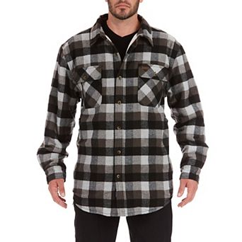 Men's Smith's Workwear Plaid Sherpa-Lined Cotton Flannel Shirt Jacket