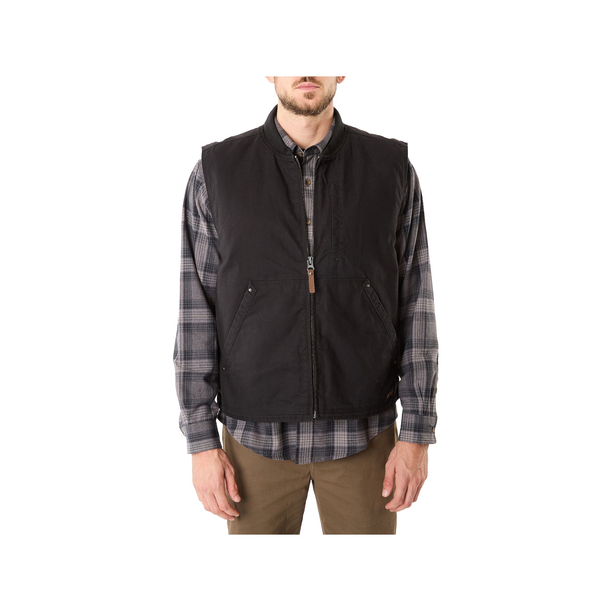 Mens Smiths Workwear Sherpa-Lined Duck Canvas Work Vest, Size: Large, Bla