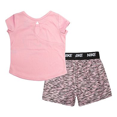 Toddler Girl Nike Dri-FIT Graphic Keyhole Tee & Shorts Set