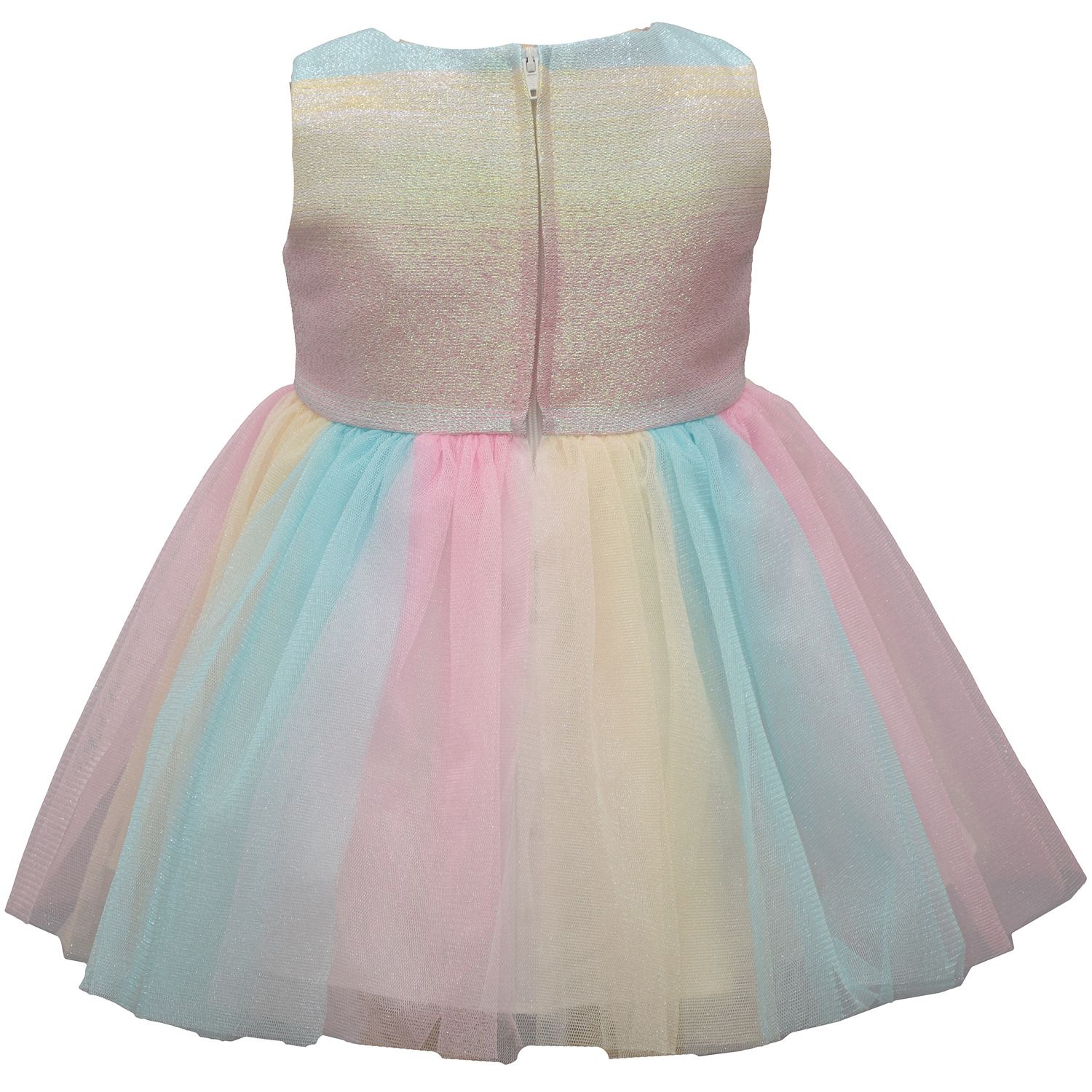 bonnie jean metallic ombre rainbow mesh dress