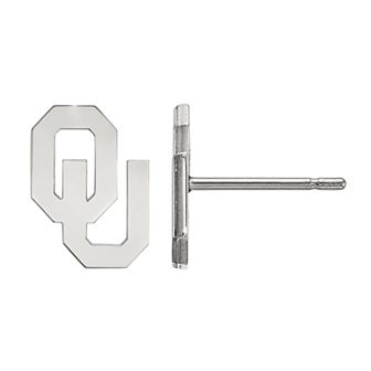 LogoArt 14K White Gold Oklahoma Sooners Stud Earrings