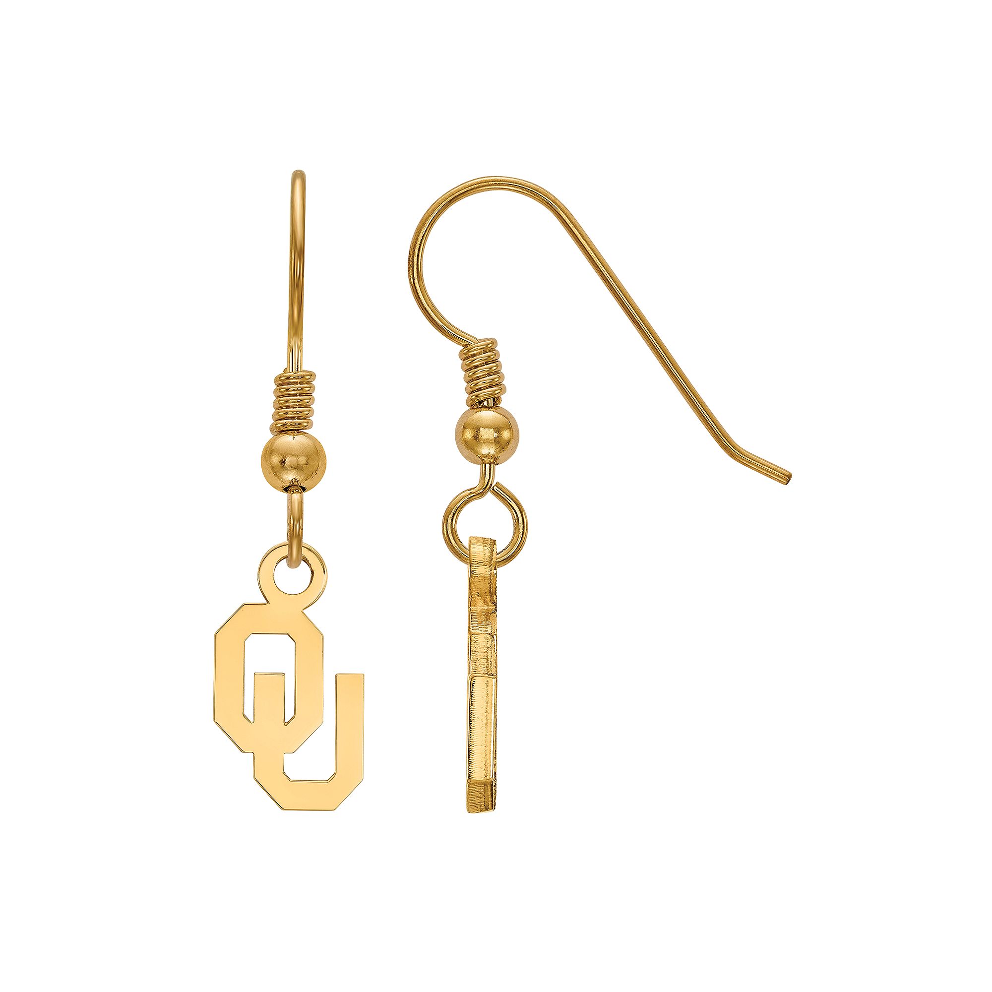 LogoArt 14K Gold Over Silver Oklahoma Sooners Drop Earrings, Womens, Size: