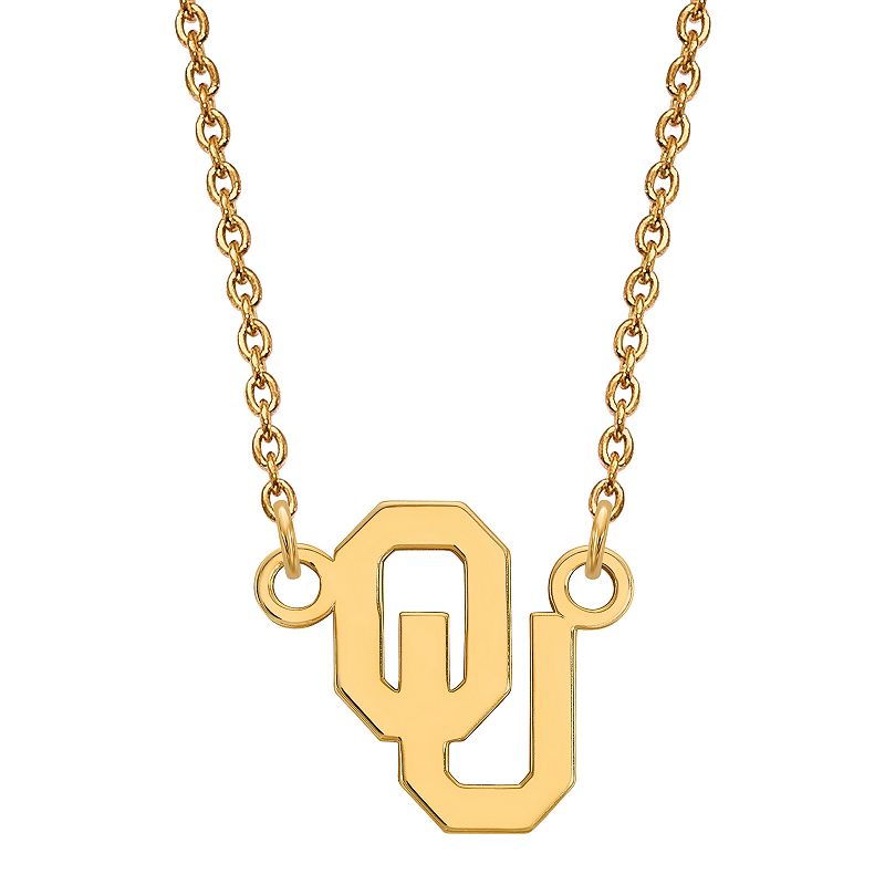 LogoArt 14K Gold Over Silver Oklahoma Sooners Pendant Necklace, Womens, Si