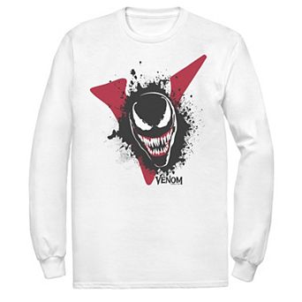 Men's Marvel Venom Big V Face Paint Splatter Long Sleeve Graphic Tee