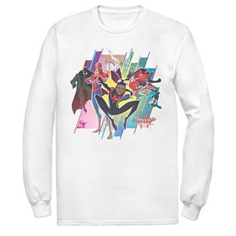 Men's Marvel Spider-Man Spiderverse Colorful Group Long Sleeve Graphic Tee