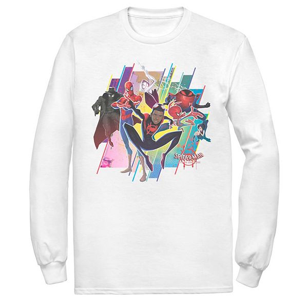 Men's Marvel Spider-Man Spiderverse Colorful Group Long Sleeve Graphic Tee