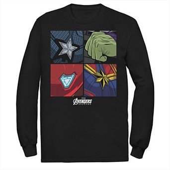 Men's Marvel Avengers Emblem Portrait Panels Long Sleeve Graphic Tee