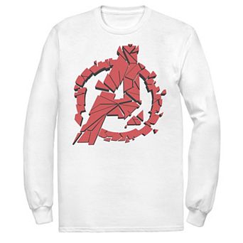Men's Marvel Avengers Endgame Shattered Red Logo Long Sleeve Graphic Tee