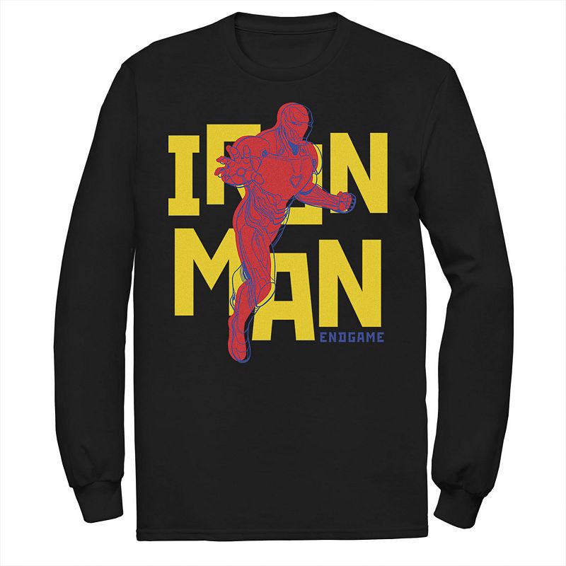 Men's Marvel Iron Man Pop Style Portrait Logo Long Sleeve Graphic Tee, Size: XXL, Black