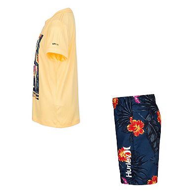 Boys 4-7 Hurley Dri-FIT UPF 50+ Tropical Top & Board Shorts Set