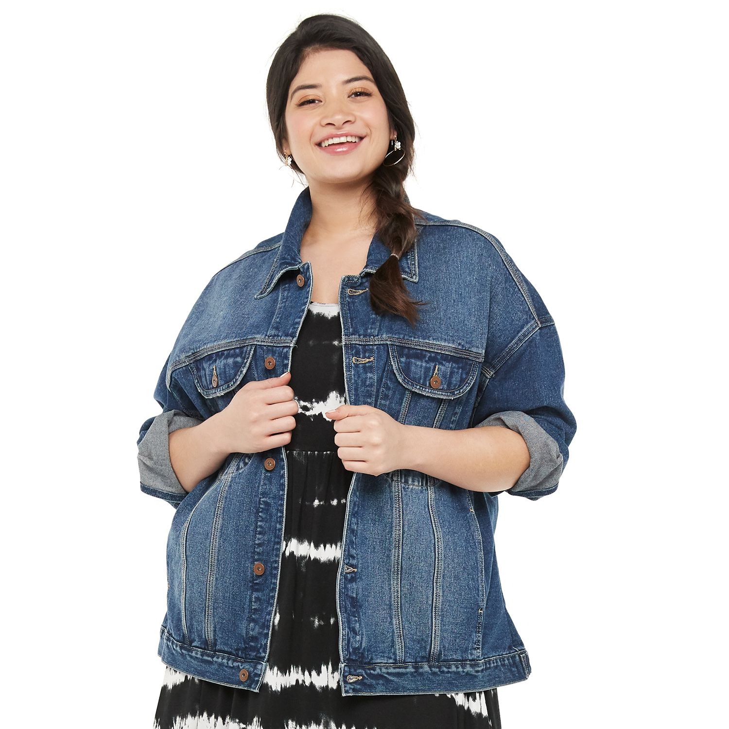 oversized blue jean jacket plus size