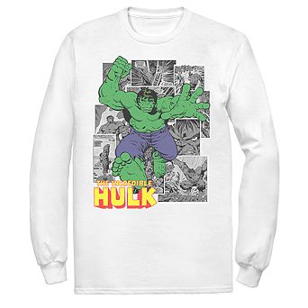 Men's Marvel Avengers The Incredible Hulk Comic Panel Portrait Graphic Tee