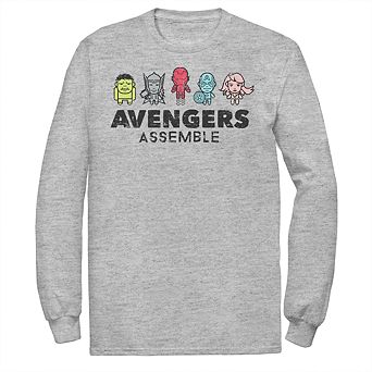 Men's Marvel Avengers Assemble Cartoon Chest Logo Graphic Tee