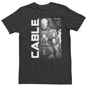 Men's Marvel X-men Cable Black And White Vintage Graphic Tee