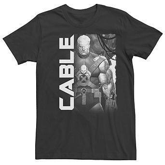 Men's Marvel X-men Cable Black And White Vintage Graphic Tee