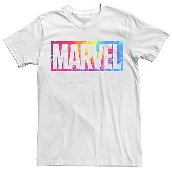 Men's Marvel Tie Dye Box Logo Typo Graphic Tee