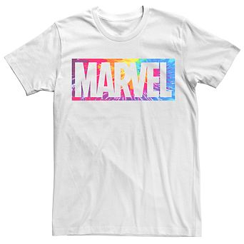 Men's Marvel Tie Dye Box Logo Typo Graphic Tee