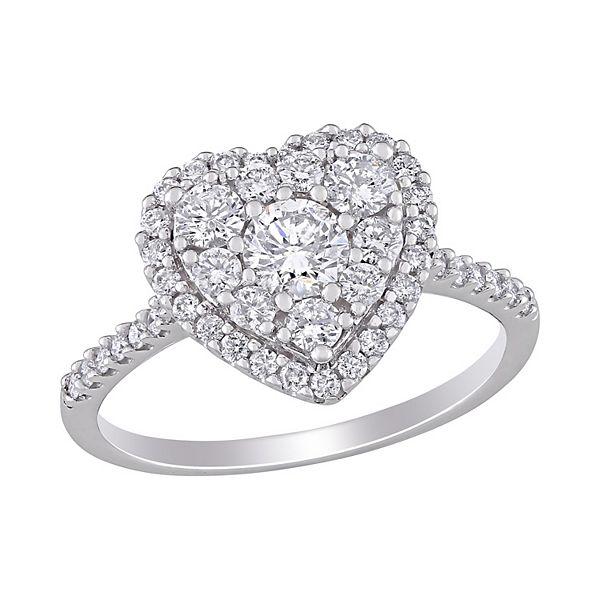 Lovemark 10k White Gold 1 Carat T.W. Diamond Heart Engagement Ring