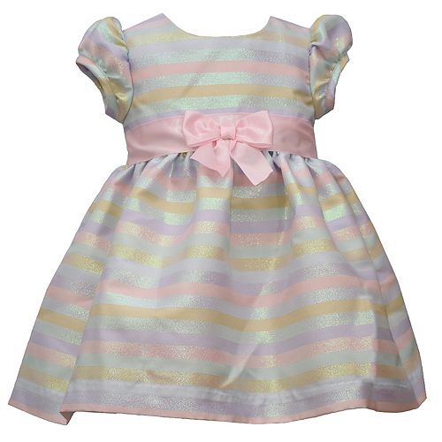 Toddler Girls Bonnie Jean Striped Jacquard Dress with Cap Sleeves and ...