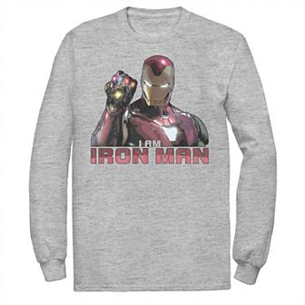 Men's Marvel Avengers Endgame I Am Iron Man Movie Quote Portrait Long Sleeve Graphic Tee