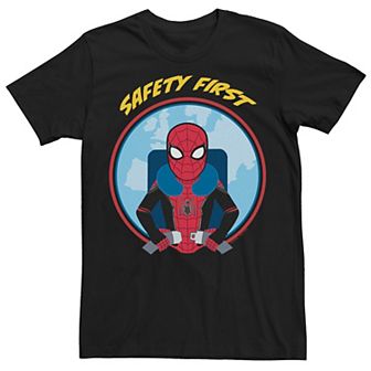 Men's Marvel Spider-Man Far From Home Safety First Circle Portrait Graphic Tee