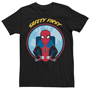 Men's Marvel Spider-Man Far From Home Safety First Circle Portrait Graphic Tee