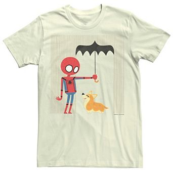 Men's Marvel Spider-Man Far From Home Corgi In The Rain Graphic Tee