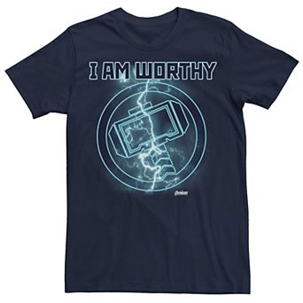 Men's Marvel Avengers Endgame Captain America I Am Worthy Symbol Graphic Tee