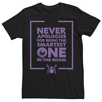 Men's Marvel Spider-Man Far From Home Mysterio Never Apologize Quote Graphic Tee