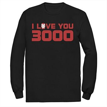 Men's Marvel Avengers Endgame I Love You 3000 Iron Man Head Quote Long Sleeve Graphic Tee