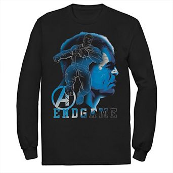Men's Marvel Endgame Hulk Blue Hue Portrait Long Sleeve Graphic Tee