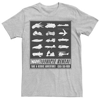 Men's Marvel Retro Comic Vehicle Rental Heroic Adventure Graphic Tee