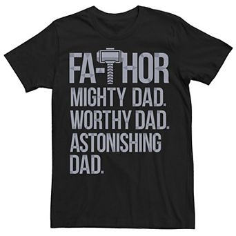 Men's Marvel Fa-Thor Mighty Worthy Astonishing Dad Father's Day Graphic Tee