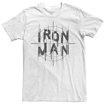 Men's Marvel Iron Man Cross Hair Distorted Logo Graphic Tee