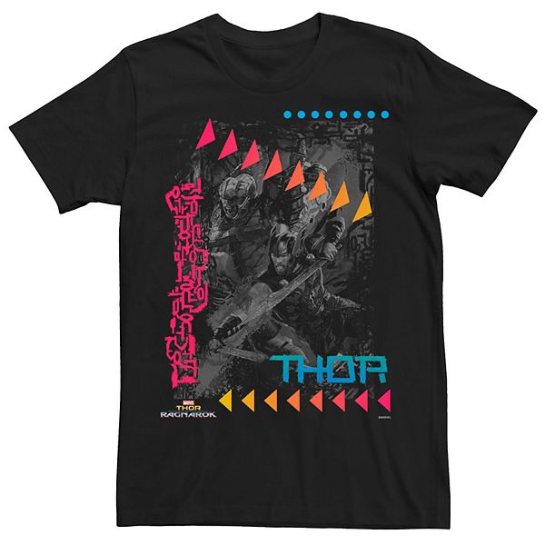 Men's Marvel Thor Ragnarok Color Pop Shapes Collage Graphic Tee