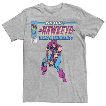 Men's Marvel What If Hawkeye Used A Slingshot Comic Cover Graphic Tee