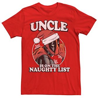 Men's Marvel Deadpool Uncle On The Naughty List Graphic Tee