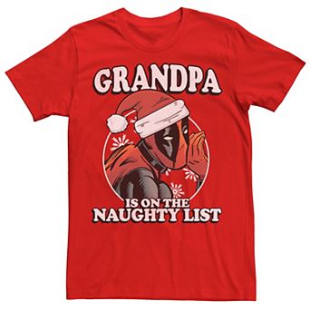 Men's Marvel Deadpool Grandpa On The Naughty List Graphic Tee