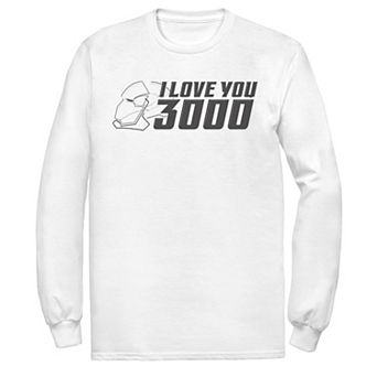 Men's Marvel Avengers Endgame I Love You 3000 Iron Man Outline Long Sleeve Graphic Tee