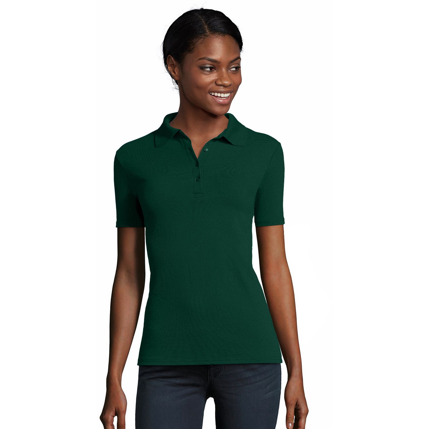 forest green polo shirt womens