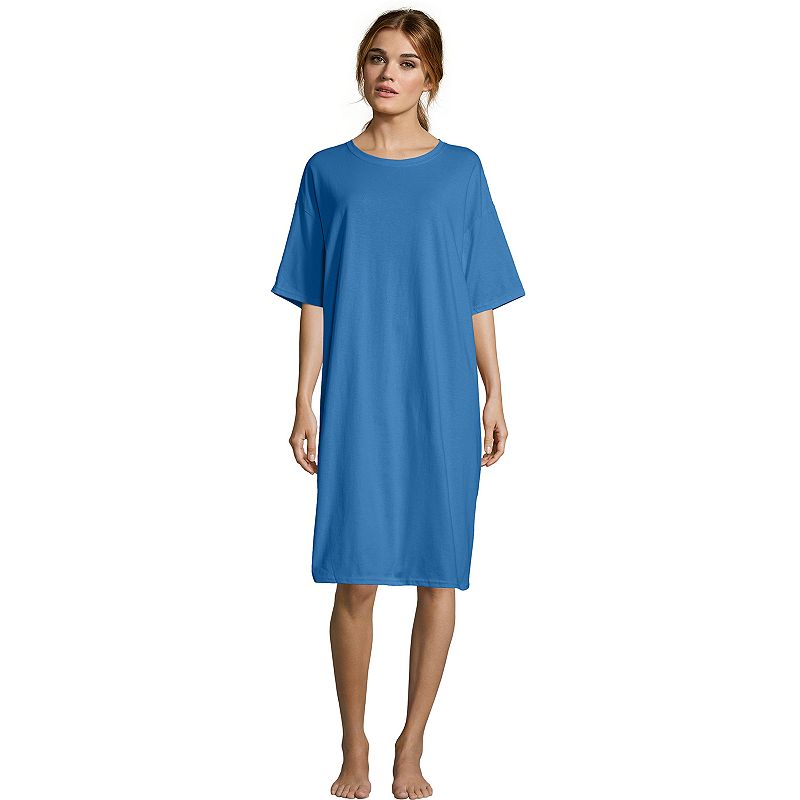 Womens Hanes Wear-Around Lounge Shirt, Blue
