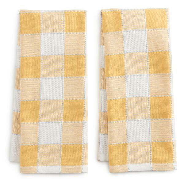 Cuisinart White & Gray Country Plaid Kitchen Towel, 2-Pack