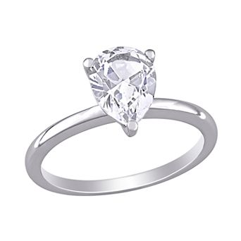 Stella Grace 10k White Gold Pear-Cut Lab-Created White Sapphire Solitaire Ring