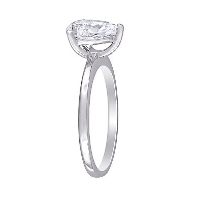 Stella Grace 10k White Gold Pear-Cut Lab-Created White Sapphire Solitaire Ring