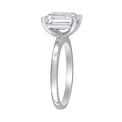 Stella Grace 10k White Gold Emerald Cut Lab-Created White Sapphire Solitaire Ring