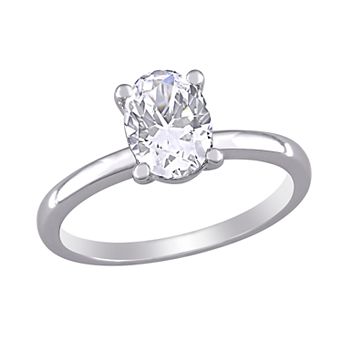 Stella Grace 10k White Gold Oval Cut Lab-Created White Sapphire Solitaire Ring