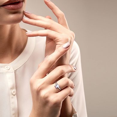 Stella Grace 10k White Gold Oval Cut Lab-Created White Sapphire Solitaire Ring