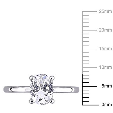 Stella Grace 10k White Gold Oval Cut Lab-Created White Sapphire Solitaire Ring